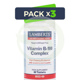 Pack 3x Complejo de Vitaminas B-100 60 Tabletas Lamberts