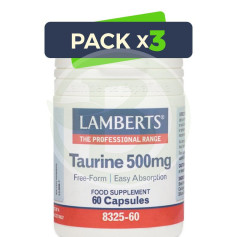 Pack 3x Taurine 500mg. Lamberts