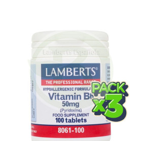 Pack 3x Vitamina B6 (Piridoxina) Lamberts