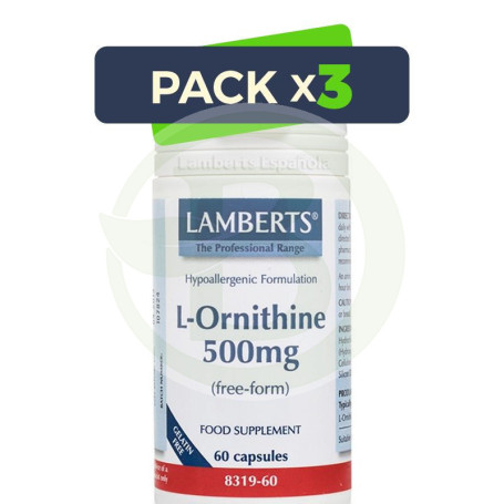 Pack 3x L-Ornitina HCI 500Mg. Lamberts