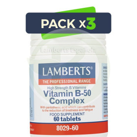 Pack 3x Complejo de Vitaminas B-50 60 Tabletas Lamberts