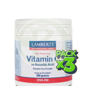 Pack 3x Ácido Ascórbico 250Gr. Lamberts