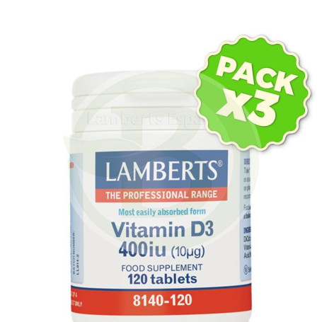 Pack 3x Vitamina D 400UI Lamberts