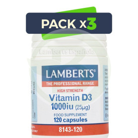Pack 3x VITAMINA D 1000 IU 120TAB LAMBERTS