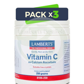 Pack 3x Ascorbato de Calcio 250Gr. Lamberts