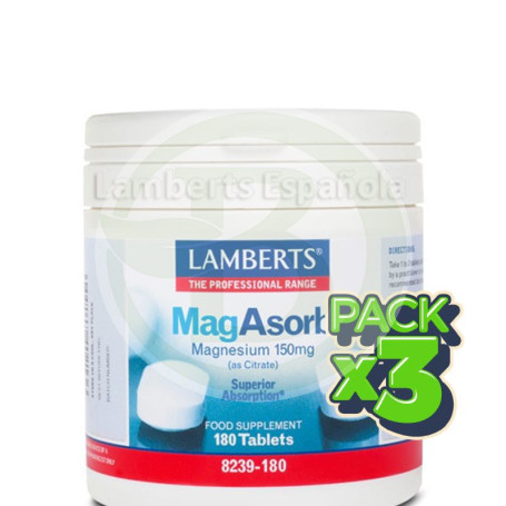 Pack 3x MagAbsorb 180 Tabletas Lamberts
