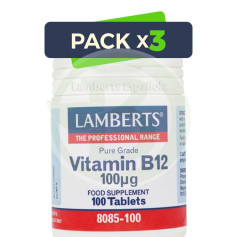 Pack 3x Vitamine B12 100µg. Lamberts