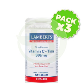 Pack 3x Vitamina C 500Mg. 100 Tabletas con Bioflavonoides Lamberts