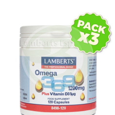 Pack 3x Oméga 3, 6, 9 1200mg. avec de la vitamine D3 Lamberts