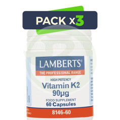 Pack 3x Vitamina K 60 Cápsulas Lamberts