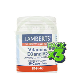 Pack 3x Vitamine D3 et K2 60 Capsules Lamberts