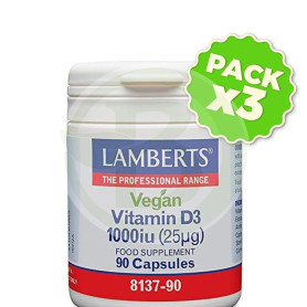 Pack 3x Vitamina D3 Vegan 90 Cápsulas Lamberts