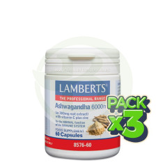 Pack 3x Ashwagandha 6 000 mg. 60 capsules Lamberts