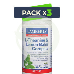 Pack de 3 capsules de théanine et de mélisse Lamberts 60 capsules