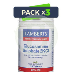 Pack 3x Sulfato De Glucosamina 2Kcl 120 Comprimidos Lamberts