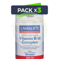 Pack de 3 comprimés de vitamine B-50 Complex Lamberts 120 comprimés
