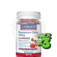 Pack 3x Citrato De Magnesio 150Mg 40 Gominolas Lamberts