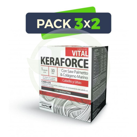 Pack 3x2 Keraforce Vital 30 Cápsulas Dietmed