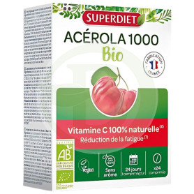 Acérola 1000 (Vitamine C) Bio 24 Comprimés Superdiet