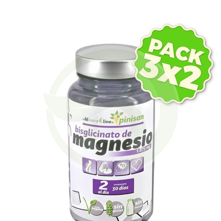 Pack 3x2 Bisglicinato De Magnesio 60 Comprimidos Pinisan