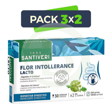 Pack 3x2 Flor Intollerance Lacto 30 Cápsulas Santiveri