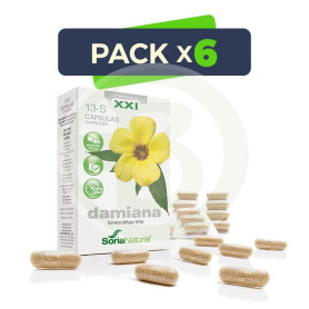 Pack 6x Damiana 13S Fórmula XXI 30 Cápsulas Soria Natural
