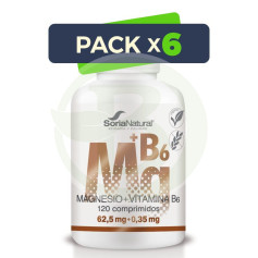Pack 6x Magnésium+Vit. B6 1550 mg. X 120 Libération Prolongée Soria Natural