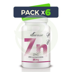 Pack 6x Zinc 350 mg. X 200 Libération Prolongée Soria Natural