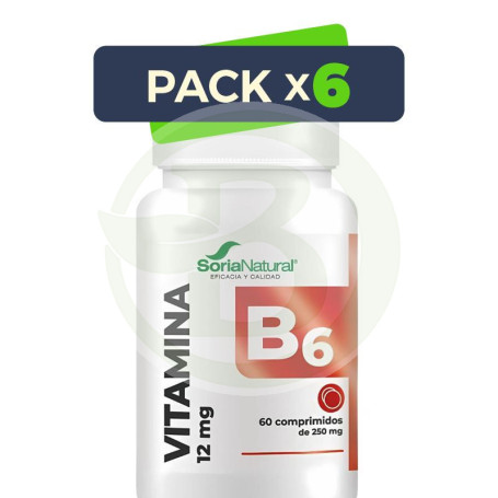 Pack 6x Vitamina B6 Liberación Sostenida 60 Comprimidos Soria Natural