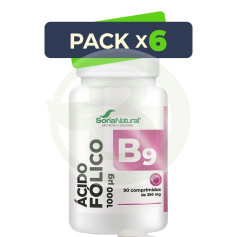 Pack 6x Ácido Fólico Liberación Sostenida 90 Comprimidos Soria Natural