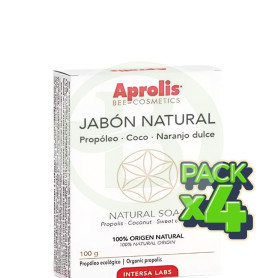 Pack 4x Aprolis Jabón Natural Propóleo-Coco-Naranjo Dulce 100 Gr Intersa