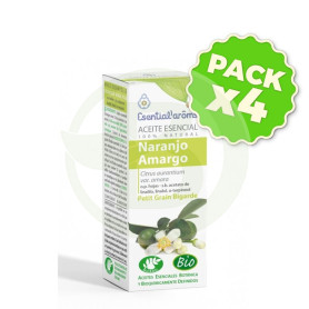 Pack 4x Aceite Esencial De Naranjo Amargo Pgb (Hojas) Bio 10Ml. Esential Aroms