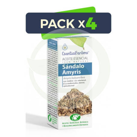 Pack 4x Aceite Esencial Sándalo Amiris 10Ml. Esential Aroms