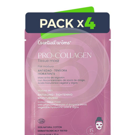 Pack 4x Tissue Mask Antiedad Pro-Collagen 12 Unidades Esential Aroms