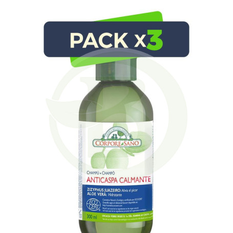 Pack 3x Champú Anticaspa Calmante 300Ml. Corpore Sano