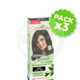 Pack 3x Crema Colorante Henna Negro 80Ml. Corpore Sano