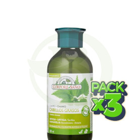 Pack 3x Champú Cabellos Grasos Ortiga y Hamamelis 300Ml Corpore Sano