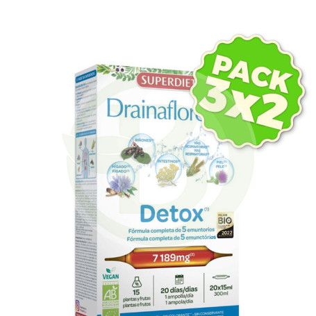 Pack 3x2 Drainaflore Bio 20 Ampollas Superdiet