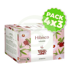 Pack 4x3 Infusion d&#39;Hibiscus (Fleur de Jamaïque) 20 Sachets Dietmed