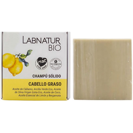 Shampoing solide bio pour cheveux gras Labnatur 75 g