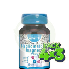 Pack 4x3 Bisglycinate de Magnésium 750Mg 90 Comprimés Naturmil