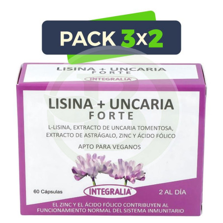 Pack 3x2 Lisina + Uncaria Forte 60 Cápsulas Integralia