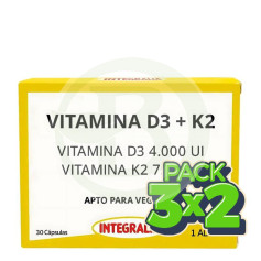 Pack 3x2 Vitamine D3+K2 30 Capsules Integralia