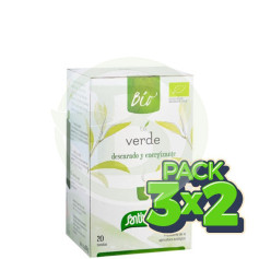 Pack 3x2 Sanaflor Thé Vert Bio 20 Filtres Santiveri