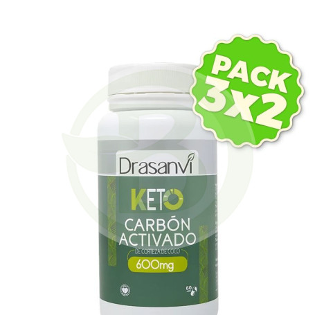 Pack 3x2 Carbón Vegetal 60 Cápsulas Keto Drasanvi
