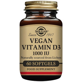 Vitamine D3 végétalienne 1000 UI 60 capsules Solgar