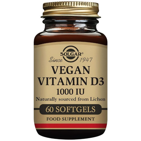 Vitamine D3 végétalienne 1000 UI 60 capsules Solgar