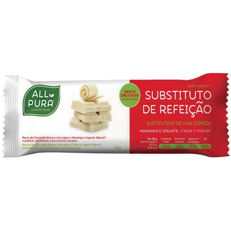 Barre de chocolat blanc saveur fraise et yaourt 55 g All Pura
