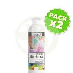 Pack 2x Shampoing Biotine et Aloe Vera Cheveux Secs 100Ml. Drasanvi