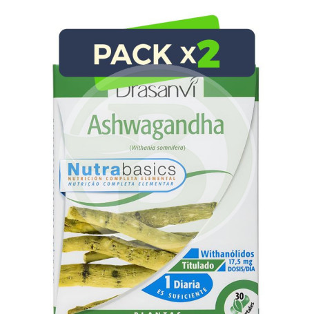 Pack 2x Ashwagandha 30 Capsulas Nutrabasicos Drasanvi